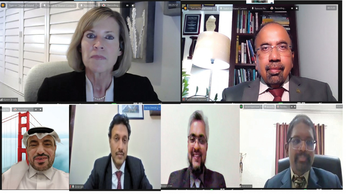Karen Brady, former Chair of the Institute of Internal Auditors (IIA) North American Board and member of IIA global board, speaking during a webinar hosted by the IIA Qatar Chapter recently. 