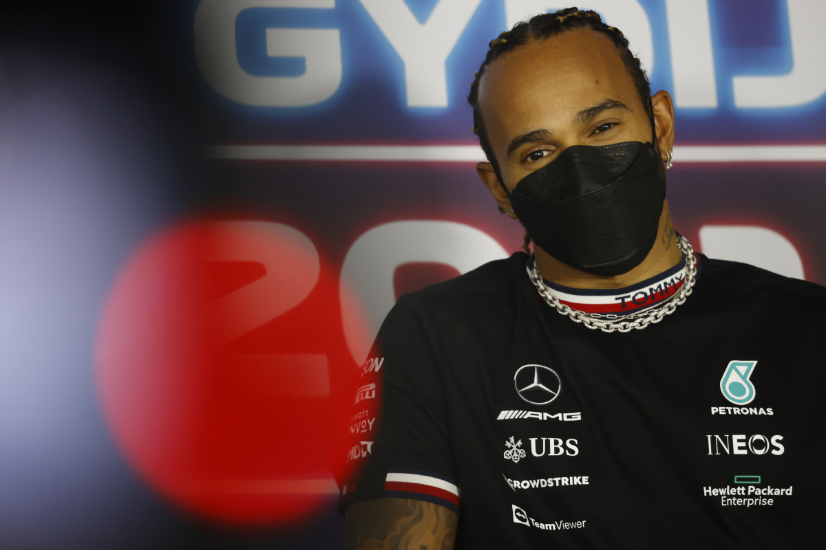 Formula One F1 - Hungarian Grand Prix - Hungaroring, Budapest, Hungary - July 29, 2021 Mercedes' Lewis Hamilton during a press conference ahead of the Hungarian Grand Prix Pool via REUTERS/Florion Goga
