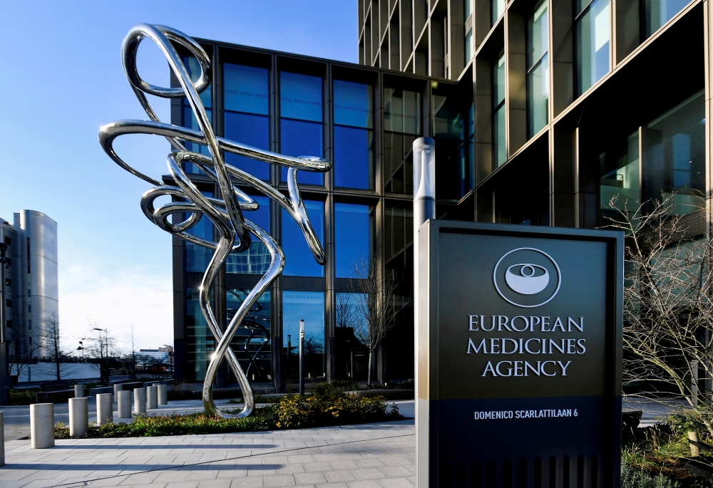 The exterior of the European Medicines Agency is seen in Amsterdam, Netherlands, December 18, 2020. REUTERS/Piroschka van de Wouw/File Photo