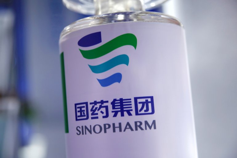 FILE PHOTO: Signage of Sinopharm is seen at the 2020 China International Fair for Trade in Services (CIFTIS), following the COVID-19 outbreak, in Beijing, China September 5, 2020. REUTERS/Tingshu Wang/File Photo
