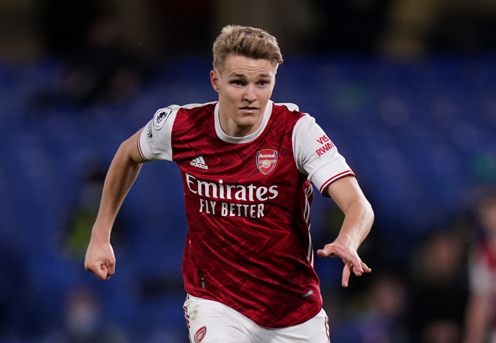 May 12, 2021 Arsenal's Martin Odegaard during the match Pool via REUTERS/Adam Davy