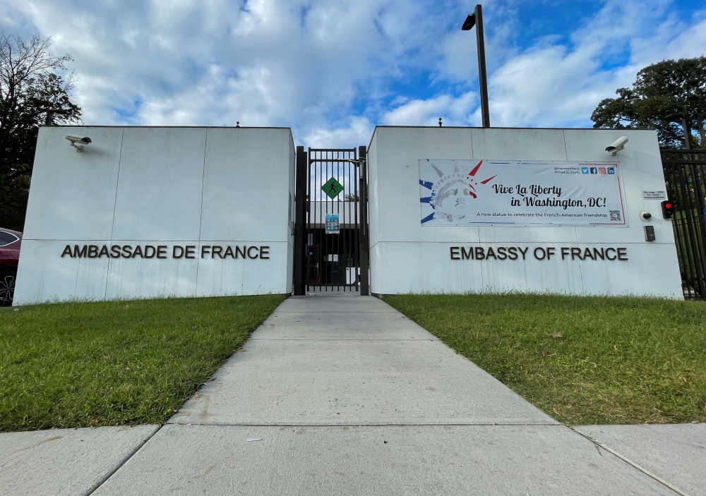 The French Embassy in Washington, U.S., September 17, 2021. Reuters/Gershon Peaks