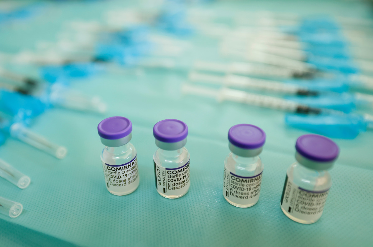 Vials and syringes filled with the 