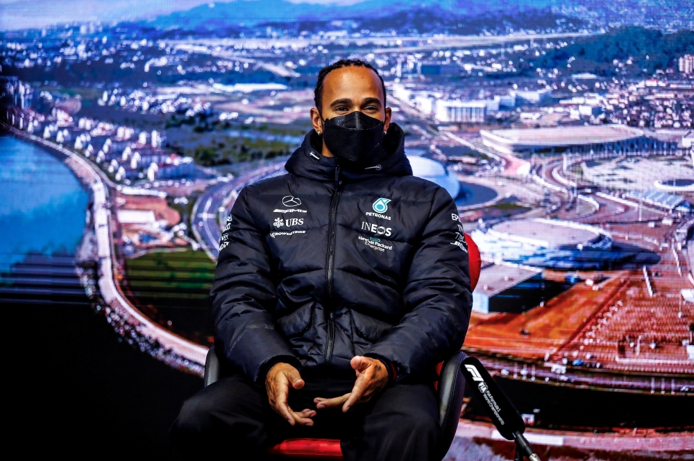 Mercedes' Lewis Hamilton during the press conference FIA/Handout