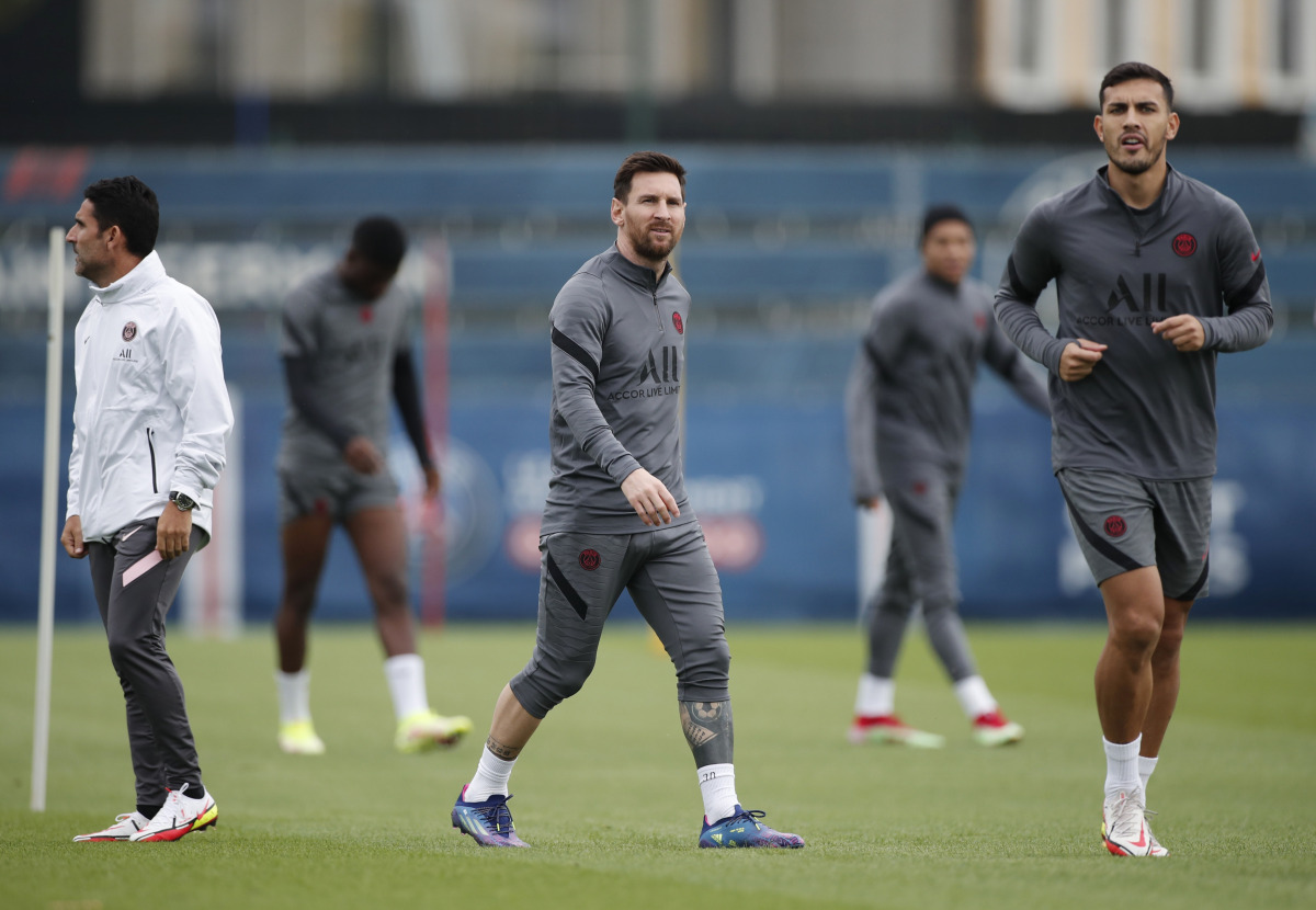 Paris St Germain's Lionel Messi during training REUTERS/Benoit Tessier

