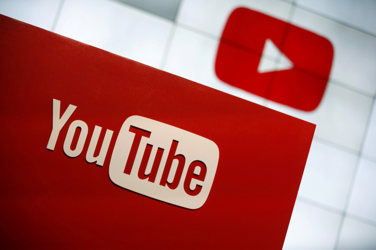 FILE PHOTO: A YouTube logo seen at the YouTube Space LA in Playa Del Rey, Los Angeles, California, United States October 21, 2015. REUTERS/Lucy Nicholson/File Photo
