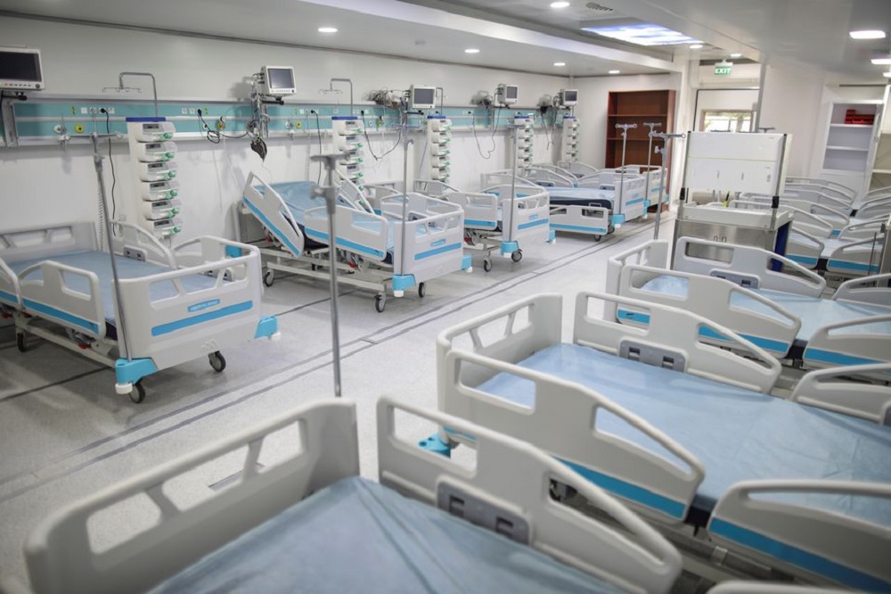 A general view of the mobile intensive care unit (ICU) being prepared to receive coronavirus disease (COVID-19) patients at Marius Nasta Institute of Pneumology in Bucharest, Romania, September 22, 2021. Picture taken September 22, 2021. Inquam Photos/Oct