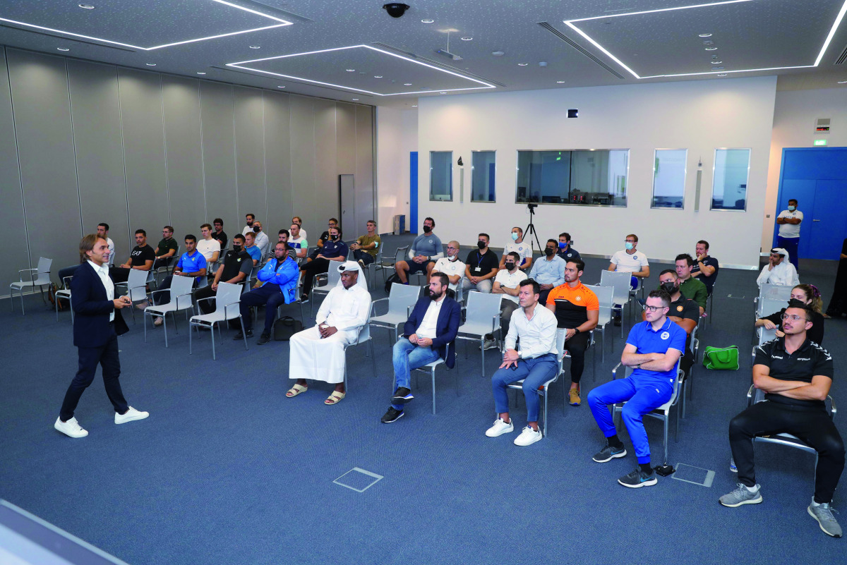 Aspire Academy Director of Football Performance and Science, Professor Valter Di Salvo makes his presentation.