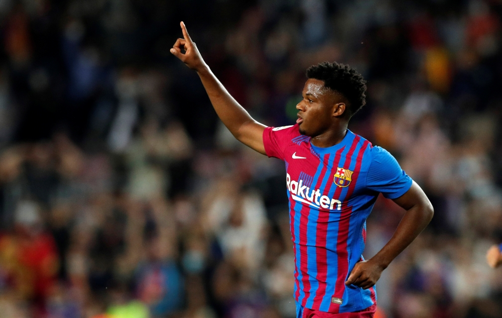 FC Barcelona's Ansu Fati celebrates scoring a goal Reuters/Albert Gea/File Photo