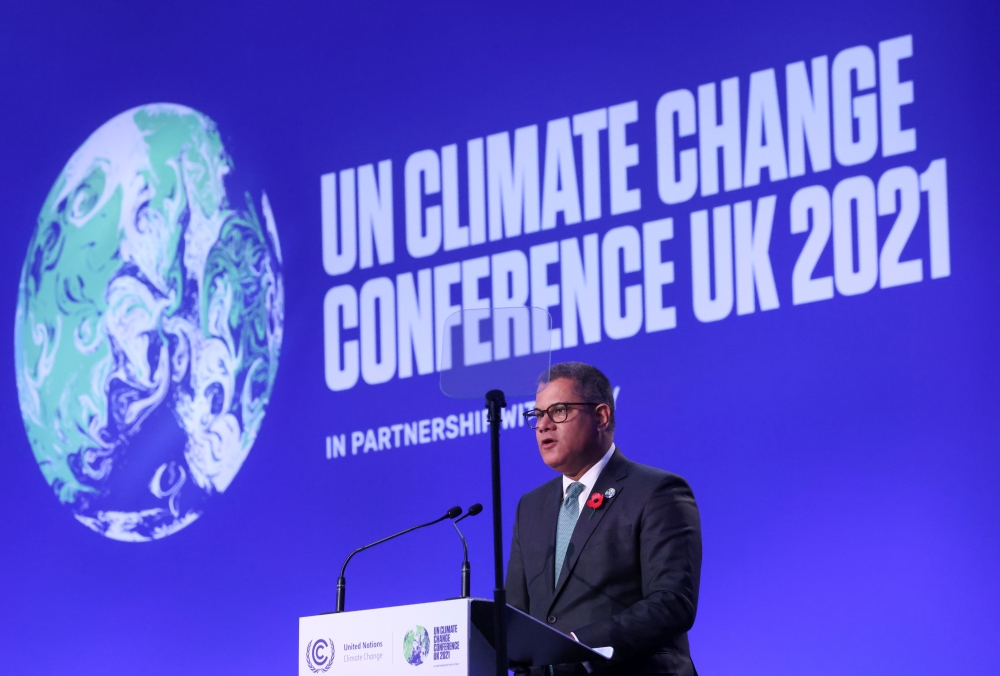 COP26 President Alok Sharma speaks at the start of the UN Climate Change Conference (COP26) in Glasgow, Scotland, Britain, October 31, 2021. REUTERS/Yves Herman