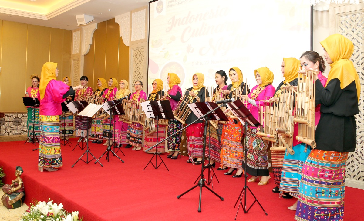 An Indonesian cultural performance using an instrument called ‘Angklung’ made from bamboo. Pics: Salim Matramkot/The Peninsula