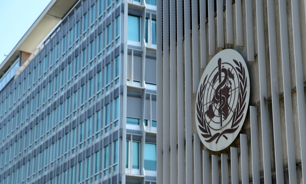 A logo is pictured on the headquarters of the World Health Orgnaization (WHO) in Geneva, Switzerland, June 25, 2020. REUTERS/Denis Balibouse/File Photo