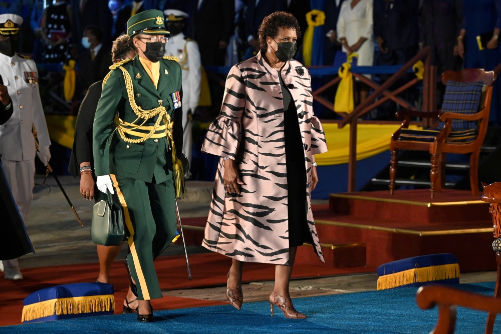 Barbados President-elect Sandra Mason attends the Presidential Inauguration Ceremony to mark the birth of a new republic in Barbados at Heroes Square in Bridgetown, Barbados, November 29, 2021. Jeff J Mitchell/Pool via Reuters