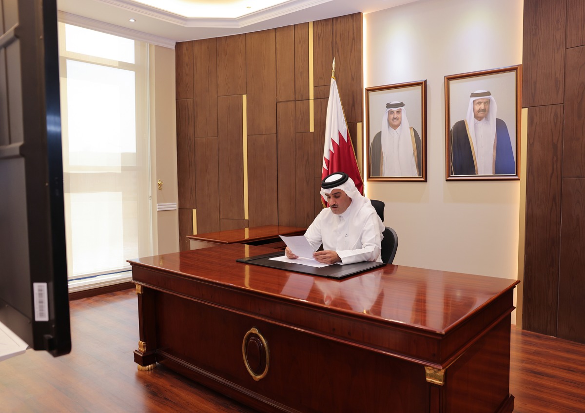 President of Administrative Control and Transparency Authority H E Hamad bin Nasser Al Misnad, addressing the conference, which was held virtually. 