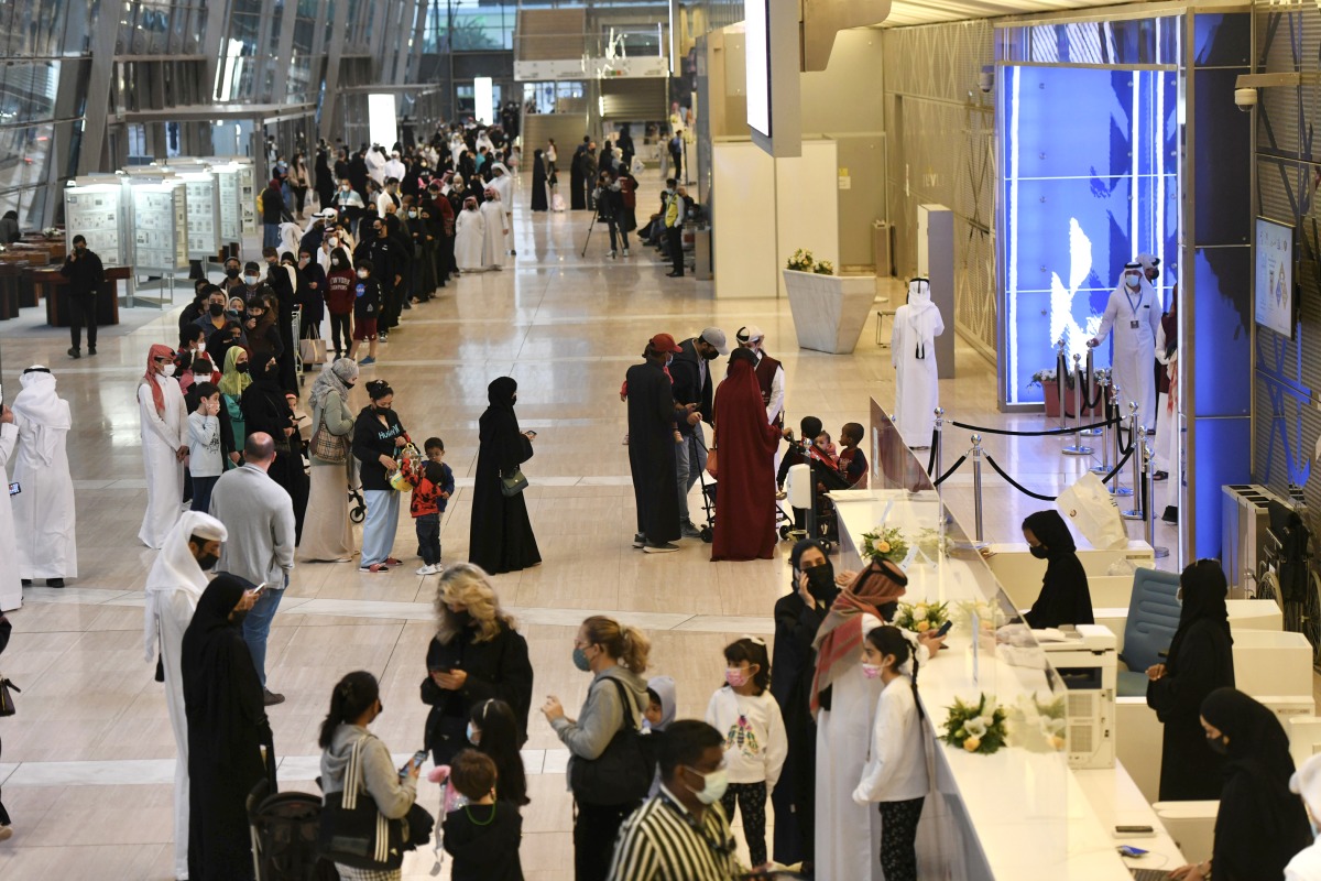 People queuing to enter 31st Doha International Book Fair (DIBF) at Doha Exhibition and Convention Center in West Bay. Pic: Amr Diab