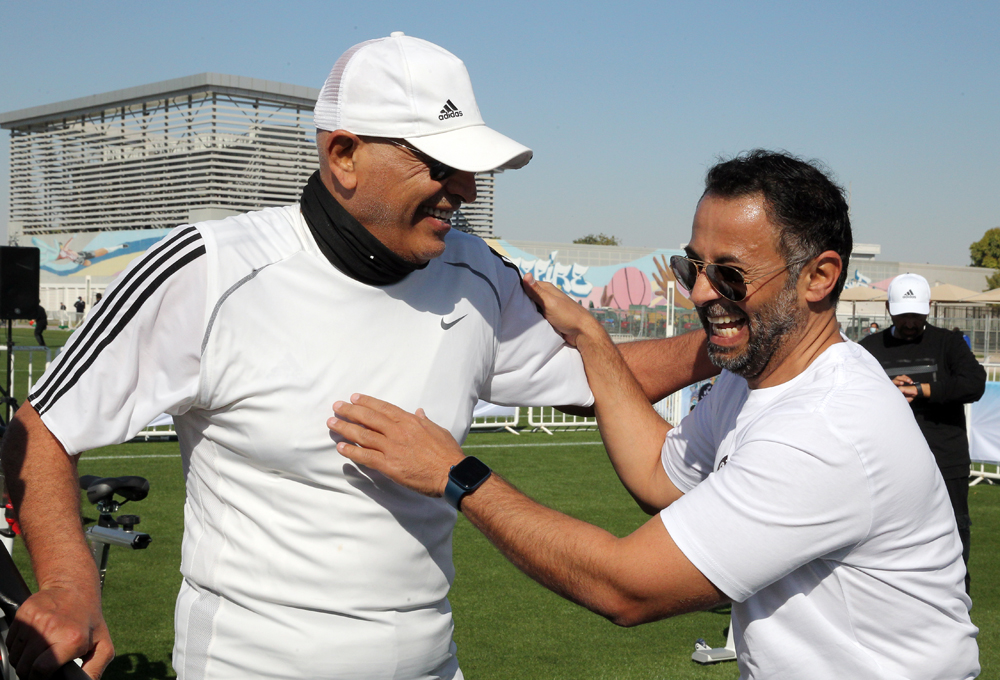 The Shura Council Speaker H E Hassan bin Abdulla Al Ghanim and Aspire Zone Foundation CEO Mohammed Khalifa Al Suwaidi, during the National Sport Day event. Pic: Salim Matramkot/The Peninsula