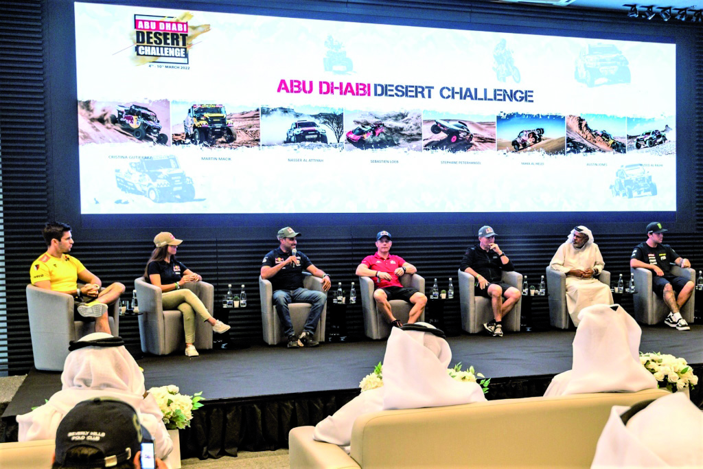 Qatar's Nasser Al Attiyah speaks during a press conference held in Abu Dhabi, yesterday.