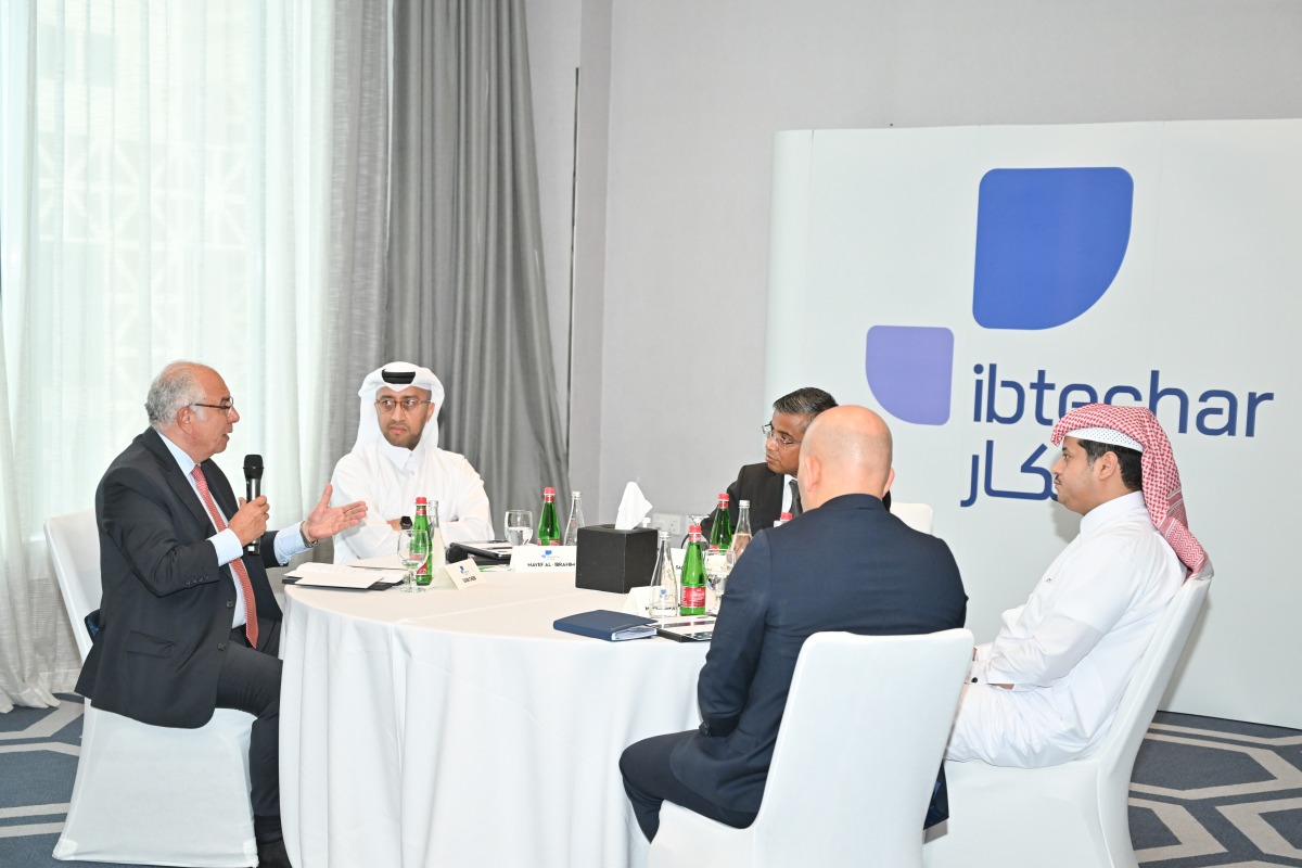 Abdullah Al Khater, Vice-President of Barzan Holdings; Mourad AlMaalaoui, Chief Technology Officer of Rheinmetall Barzan Advanced Technologies QSTP-LLC (RBAT); Soubhi Chebib, General Manager of GBM Qatar, and Nayef Mohamed Al Ibrahim, a Qatari entrepreneur and the CEO and founding partner of Ibtechar during the roundtable discussion held at W Doha Hotel and Residences, yesterday.