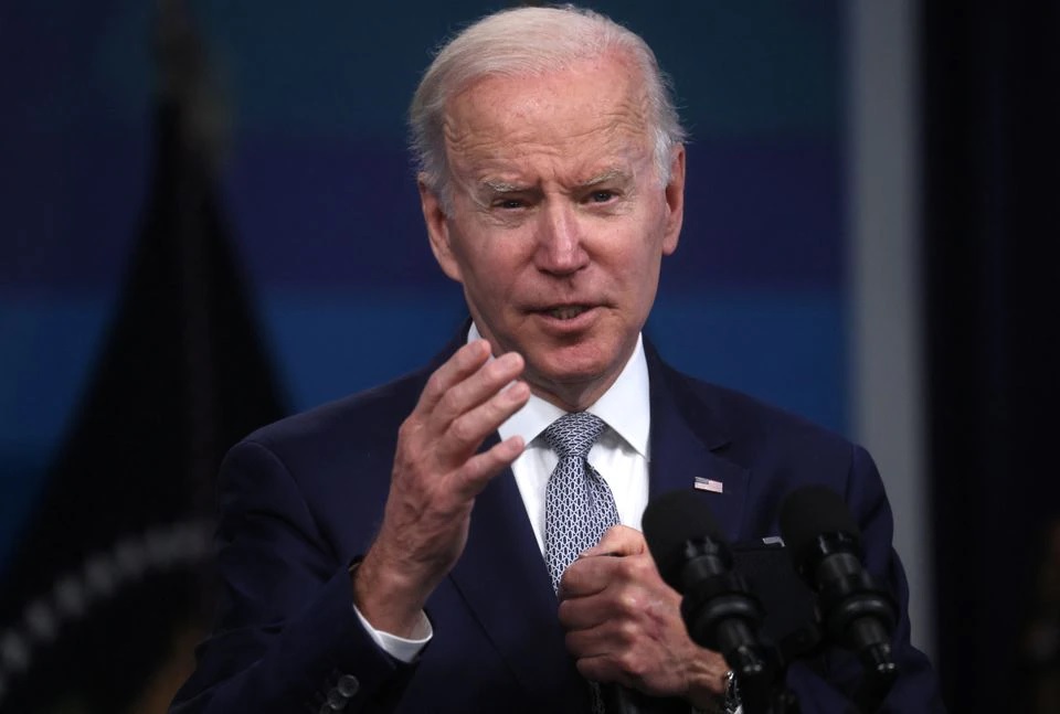 U.S. President Joe Biden answers questions from the news media after delivering remarks on administration plans to fight inflation and lower costs during a speech in the Eisenhower Executive Office Building's South Court Auditorium at the White House in Washington, U.S., May 10, 2022. REUTERS/Leah Millis

