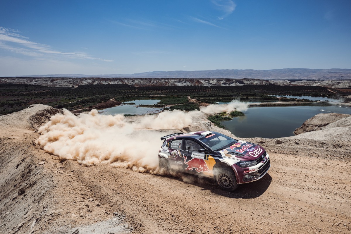 Qatar's Nasser Saleh Al Attiyah drives his Autotek Volkswagen Polo GTi during yesterday's stage.