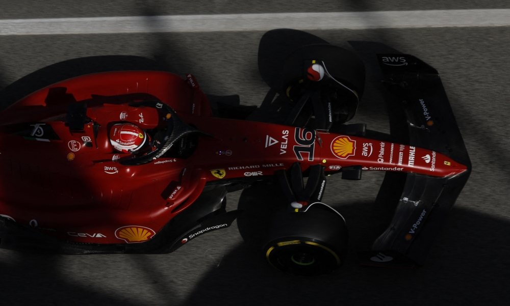Ferrari's Charles Leclerc in action during practice REUTERS/Albert Gea