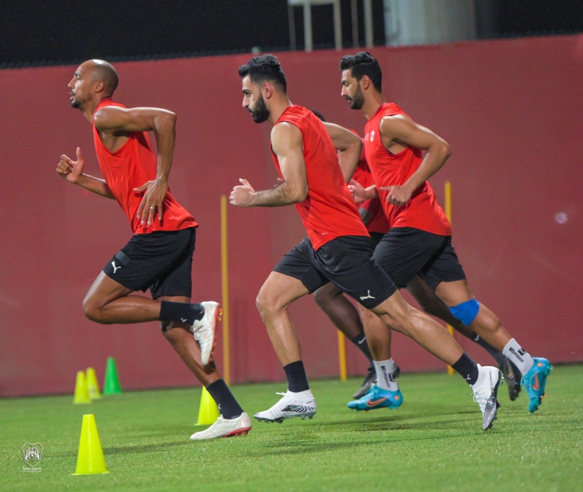 Al Rayyan players during a training session. The team will travel to Eindhoven for a training camp next month.   