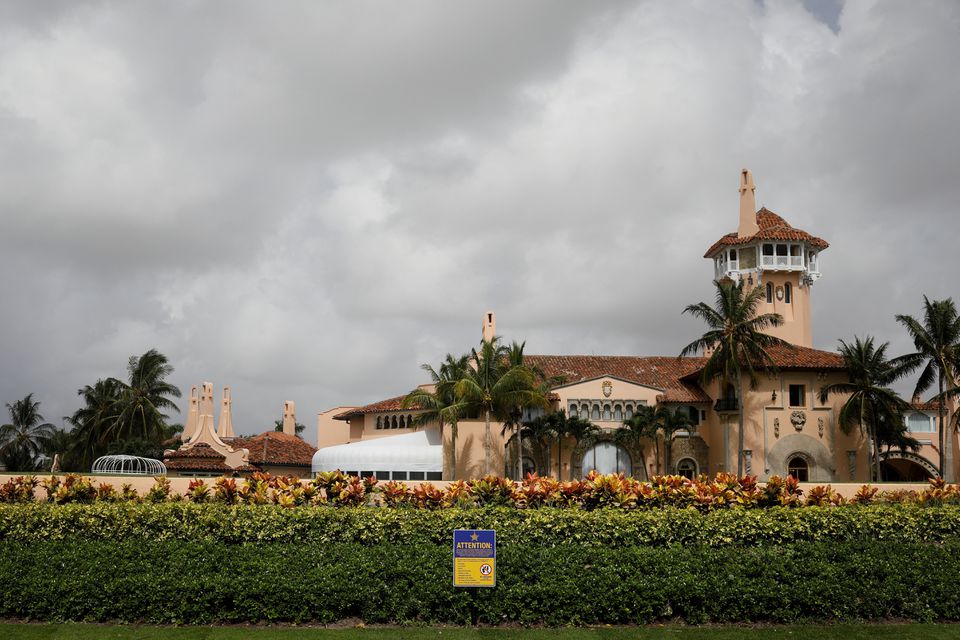 A view of former U.S. President Donald Trump's Mar-a-Lago home after Trump said that FBI agents raided it, in Palm Beach, Florida, U.S. August 9, 2022. REUTERS/Marco Bello
