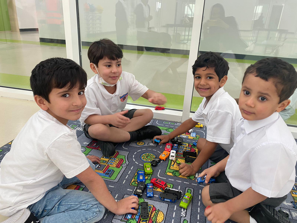 Students on the first day of the academic year at Valley Forge Academy Qatar.