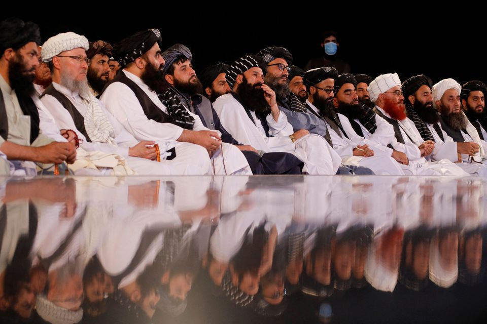 Taliban leaders attend the first-anniversary ceremony of the takeover of Kabul by the Taliban in Kabul, Afghanistan, on August 15, 2022. REUTERS/Ali Khara