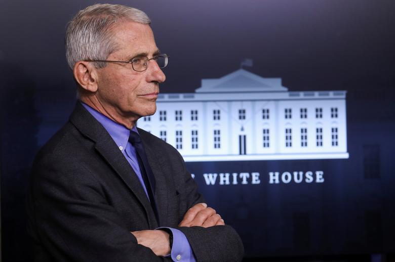 National Institute of Allergy and Infectious Diseases Director Dr. Anthony Fauci attends the daily coronavirus task force briefing at the White House in Washington, on April 13, 2020. File Photo / Reuters
