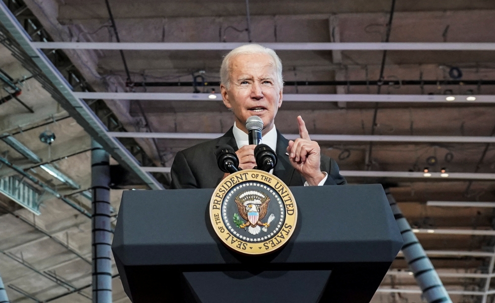 USPresident Joe Biden delivers remarks to tout the benefits of the 