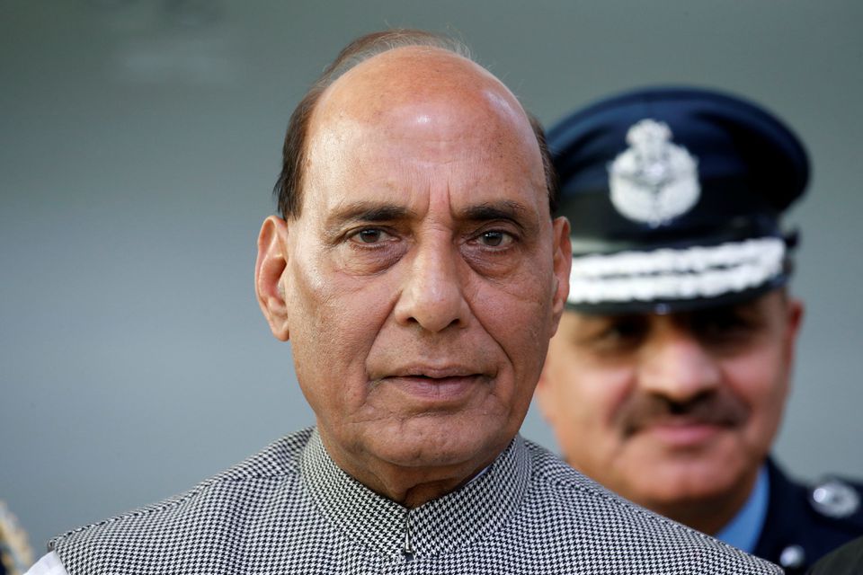 India's Defence Minister Rajnath Singh attends during a ceremony for the delivery of the first Rafale fighter to the Indian Air Force at the factory of French aircraft manufacturer Dassault Aviation in Merignac near Bordeaux, France, on October 8, 2019. File Photo / Reuters
