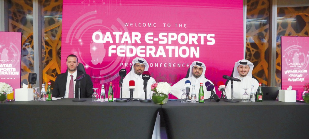 Qatar Esports Federation and QUEST esports company officials during a press conference held yesterday. Pic: Mohamed Farag
