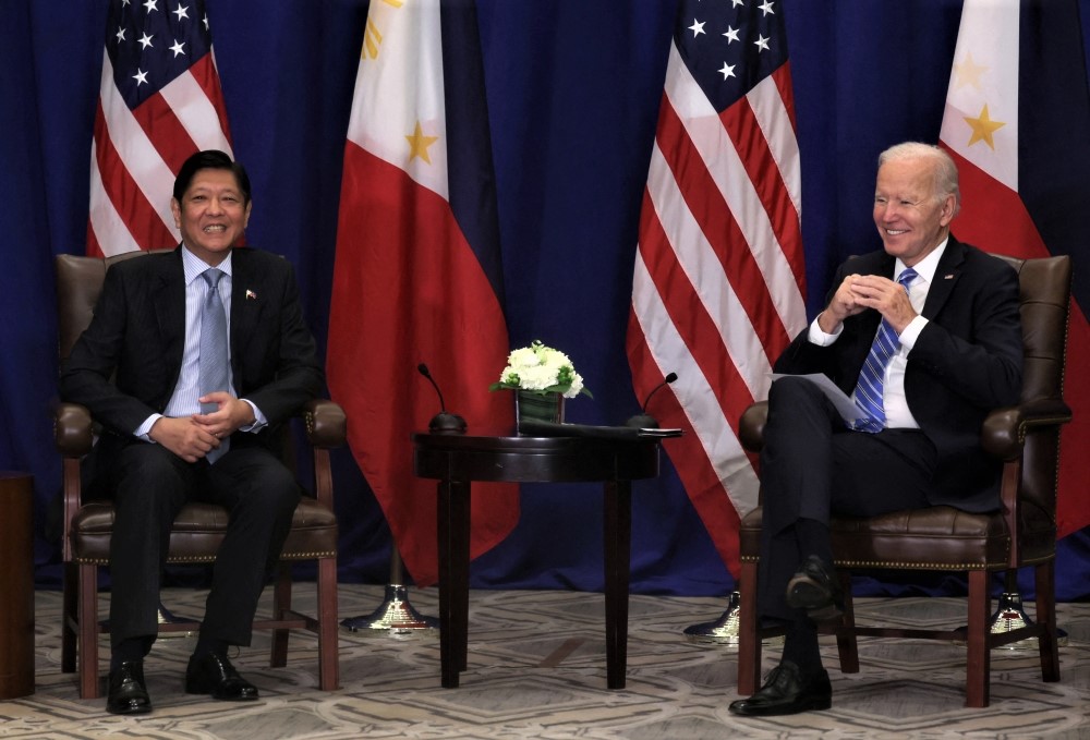 Philippines' President Ferdinand Romualdez Marcos Jr and US President Joe Biden during a bilateral meeting in New York, US, on September 22, 2022. (REUTERS/Leah Millis)