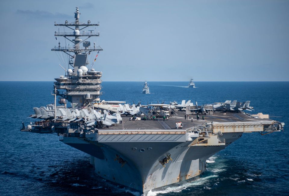 South Korean and US Naval Vessels including aircraft carrier USS Ronald Reagan take part in a joint navy exercise off South Korea coast, in this handout photo provided by South Korean Navy and relased by Yonhap on September 29, 2022. File Photo / Reuters