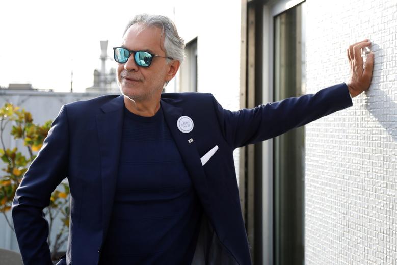 File Photo: Italian opera singer Andrea Bocelli poses after a news conference about his work with UNESCO programme 
