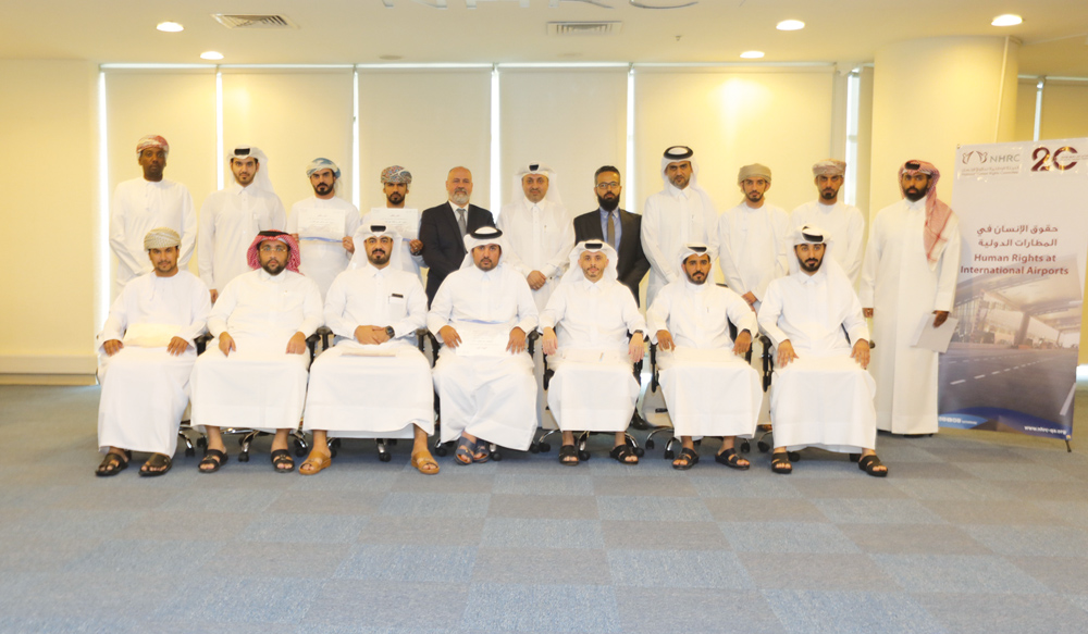 Officials from NHRC and Omani Human Rights Committee with course participants. 