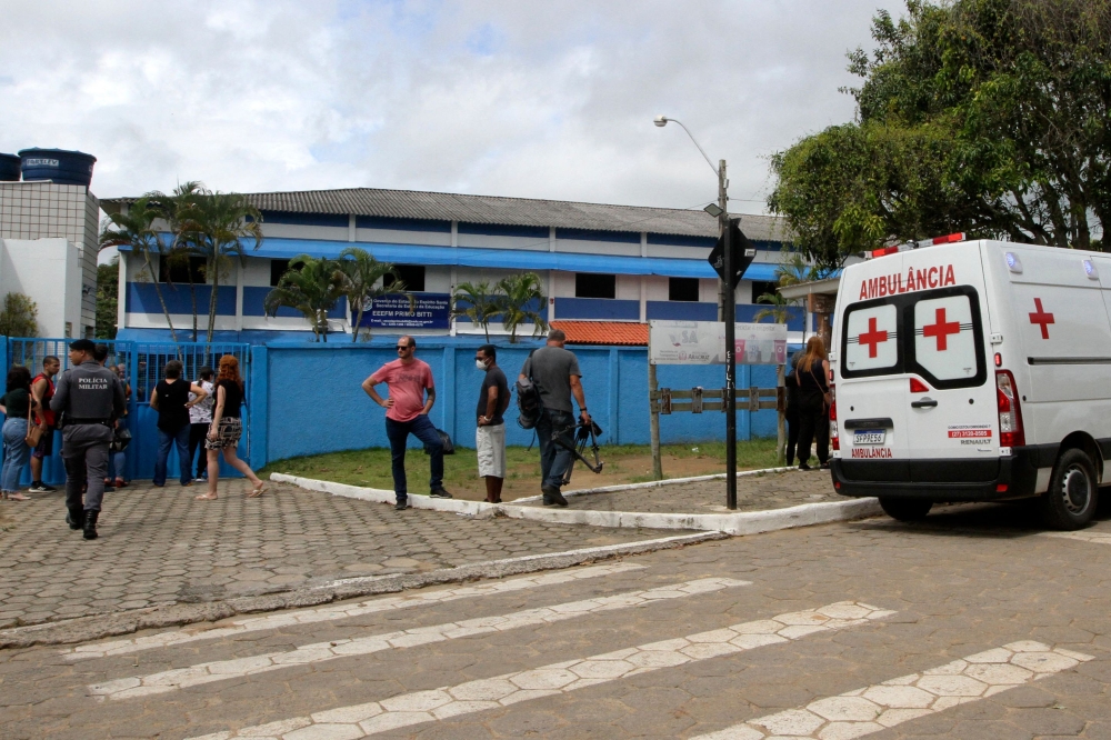 View of the Primo Bitti state school, one of two schools where a shooting took place, after an armed man opened fire, in Aracruz, Espirito Santo State, Brazil, on November 25, 2022. Photo by Kadija Fernandes / AFP