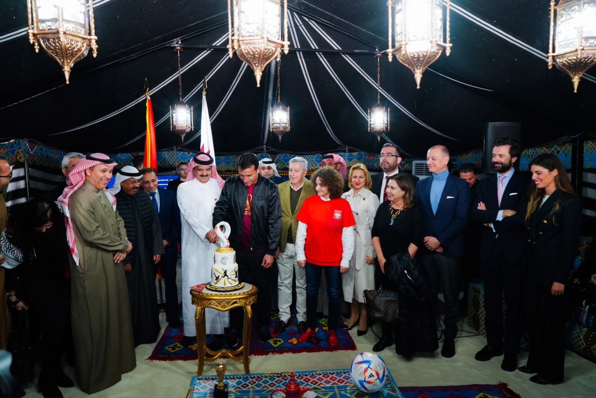 Ambassador of Qatar to Albania H E Ali bin Hamad Al Marri with guests at an event in connection with the World Cup in Tirana, Albania. 