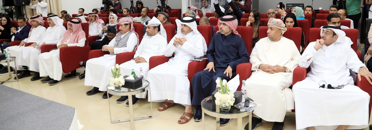 Former Minister of Municipality and Environment H E Mohammed bin Abdullah Al Rumaihi; Editor-in-Chief of The Peninsula, Dr. Khalid Al-Shafi; Editor-in-Chief of Lusail Mohamed Hajji; Director-General of Qatar News Agency, Ahmed bin Said Al Rumaihi and President of Qatar Press Center (QPC) Saad bin Mohammed Al Rumaihi with other official during a panel discussion at the headquarters of QPC. Pics by: Salim Matramkot/The Peninsula