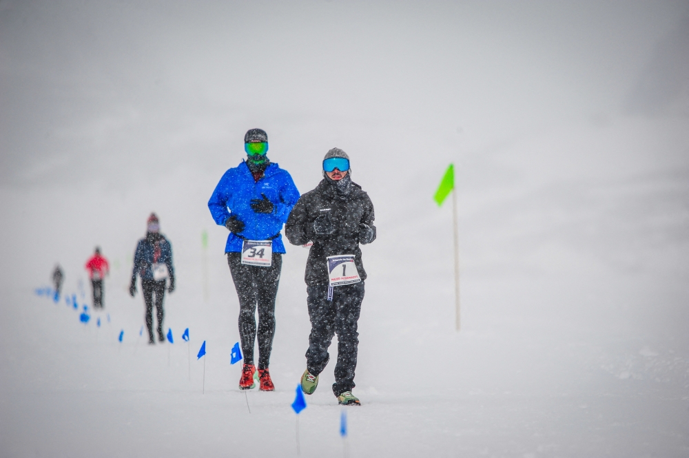 Runners participate in the Antarctic Ice Marathon, in Union Glacier, Antarctica, December 14, 2022. (Mark Conlon/Antarctic Ice Marathon/Handout via REUTERS)
