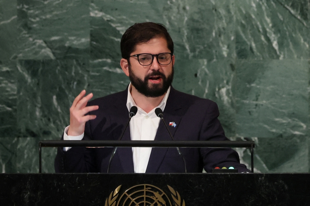 Chile's President Gabriel Boric addresses the 77th Session of the United Nations General Assembly at UN Headquarters in New York City, US, September 20, 2022. (REUTERS/Brendan McDermid)