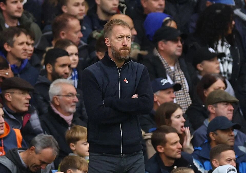 Chelsea manager Graham Potter reacts during the English Premiership League match against Arsenal at Stamford Bridge, London, on November 6, 2022.  File Photo / Reuters

