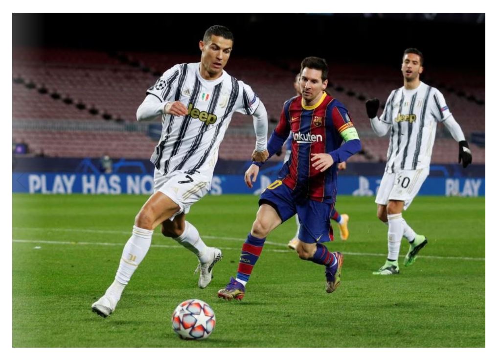 File Photo: FC Barcelona's Lionel Messi in action with Juventus' Cristiano Ronaldo during Champions League group match at Camp Nou, Barcelona, Spain, December 8, 2020. (REUTERS/Albert Gea)