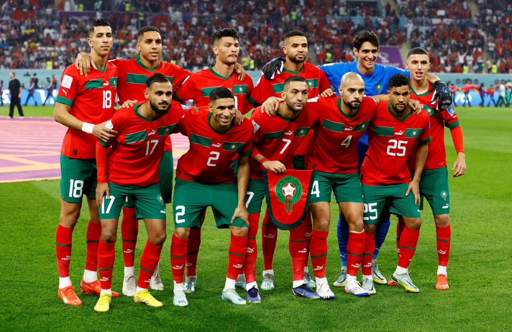 Morocco players pose for a team group photo before the FIFA World Cup Qatar 2022 third-place playoff against Croatia at the Khalifa International Stadium, Doha, Qatar on December 17, 2022. REUTERS/Peter Cziborra/File Photo