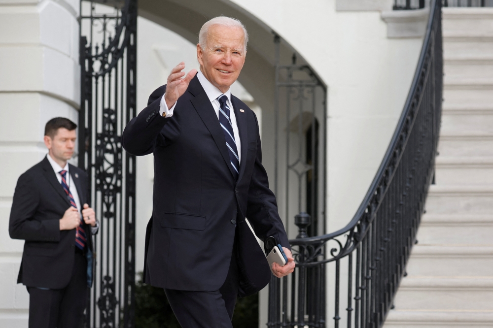 US President Joe Biden departs the White House to board the Marine One helicopter for travel to Delaware from the White House in Washington, US January 13, 2023. Reuters/Jonathan Ernst