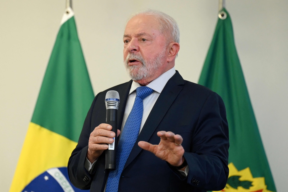 Brazil's President Luiz Inacio Lula da Silva speaks during a meeting with parliamentarians at Planalto Palace in Brasilia on January 11, 2023. (Photo by EVARISTO SA / AFP)