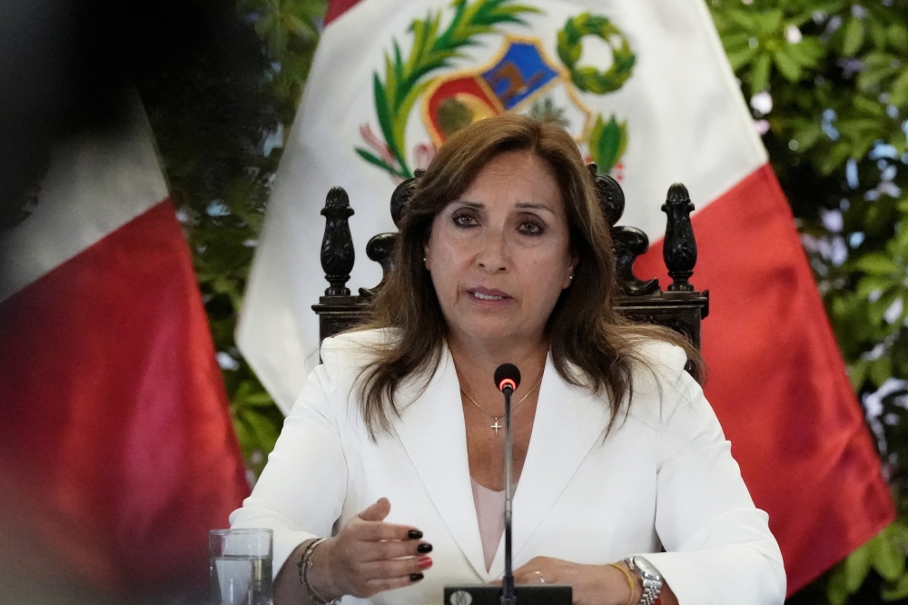 Peru's President Dina Boluarte speaks as she meets with foreign press, in Lima, Peru, January 24, 2023. (REUTERS/Angela Ponce)