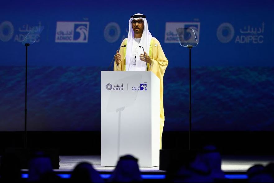 United Arab Emirates' Industry Minister Sultan Ahmed Al Jaber speaks during the Abu Dhabi International Petroleum Exhibition and Conference (ADIPEC) in Abu Dhabi, United Arab Emirates, October 31, 2022. (REUTERS/Amr Alfiky)