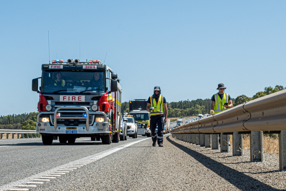 A handout image shows Department of Fire and Emergency Services crew searching for a radioactive capsule, in Australia in this picture obtained on January 28, 2023. AAP Image/Department Of Fire And Emergency Services/Handout via Reuters